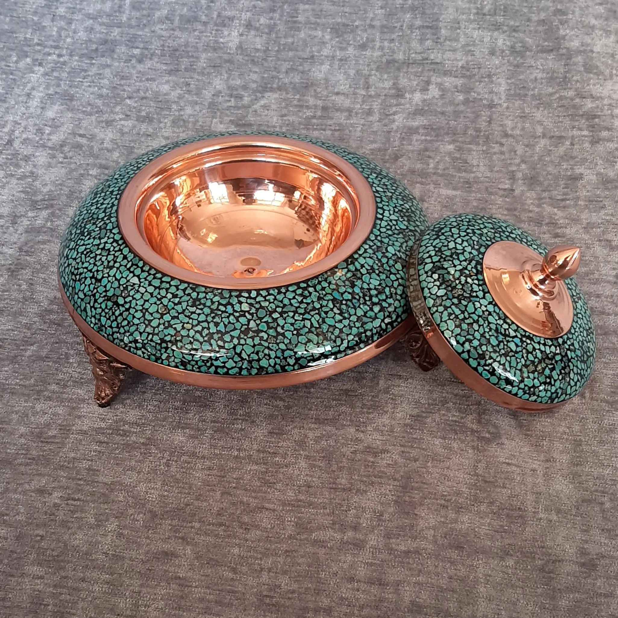 Price and Buy Persian Caviar Server with Turquoise Inlay and Footed Elegance - Image 3