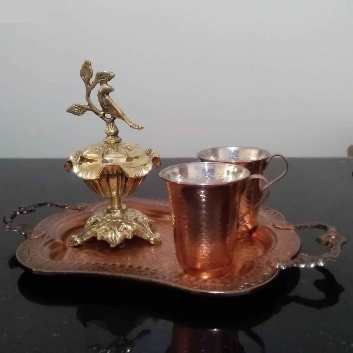 Price and Buy Persian Copper Cup – Set of 2 Handcrafted with Handle for Cold Drinks – Hammered Ramesh - Image 3