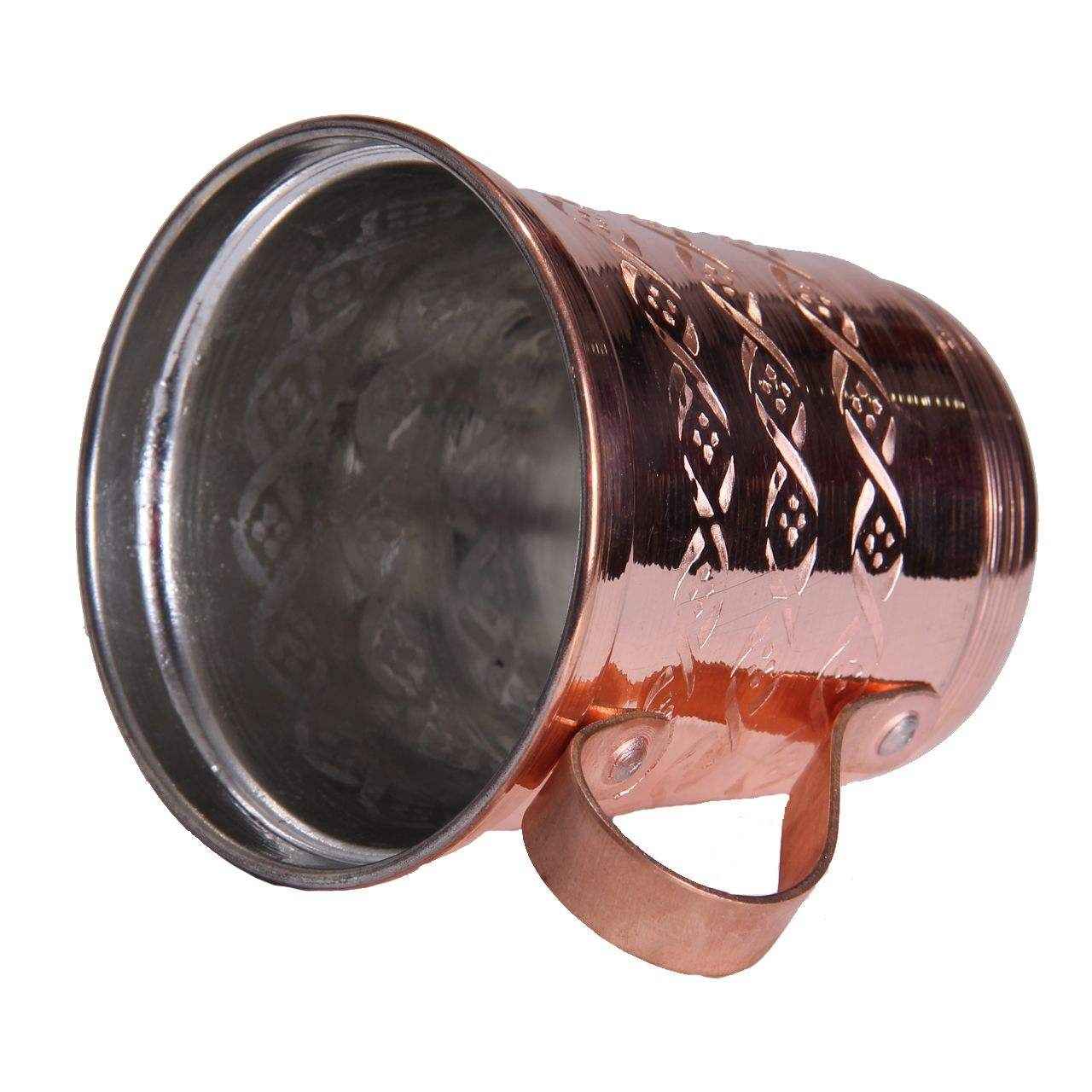Price and Buy Persian Copper Cup – Set of 6 Handcrafted with Handle for Cold Drinks – Hammered Ava - Image 3