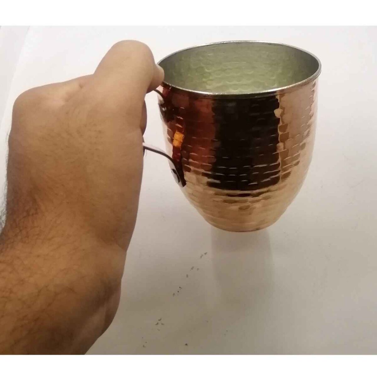 Price and Buy Persian Copper Cup – Set of 6 Handcrafted with Handle for Cold Drinks – Hammered Ctar - Image 3