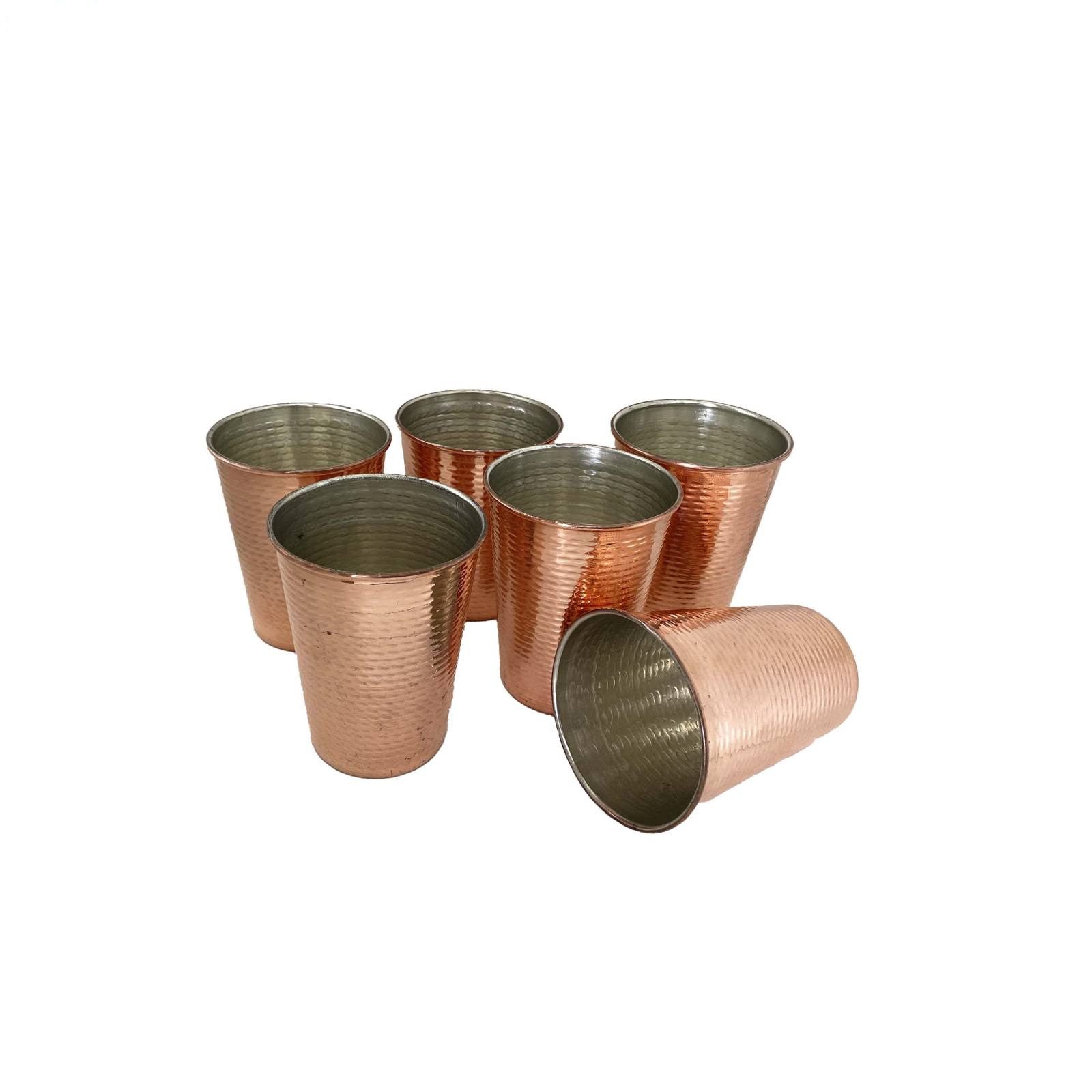 Price and Buy Persian Copper Cup – Set of 6 Handcrafted with Handle for Cold Drinks – Hammered Hakaki - Image 3
