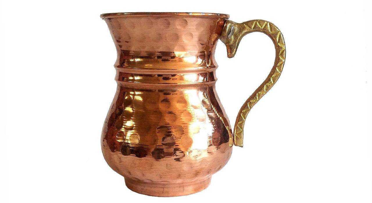 Price and Buy Persian Copper Cup – Set of 6 Handcrafted with Handle for Cold Drinks – Hammered Heart - Image 3