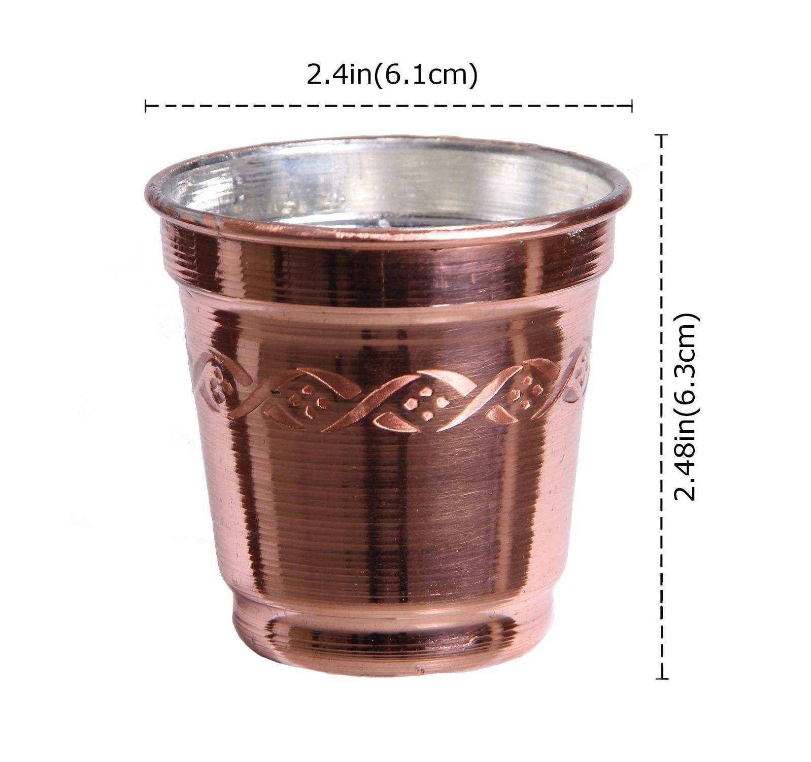 Price and Buy Persian Copper Cup – Set of 6 Handcrafted with Handle for Cold Drinks – Hammered Yas - Image 3