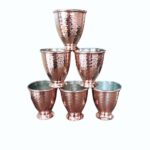 Price and Buy Persian Copper Cup – Set of 6 Handcrafted with Handle for Cold Drinks – Hammered