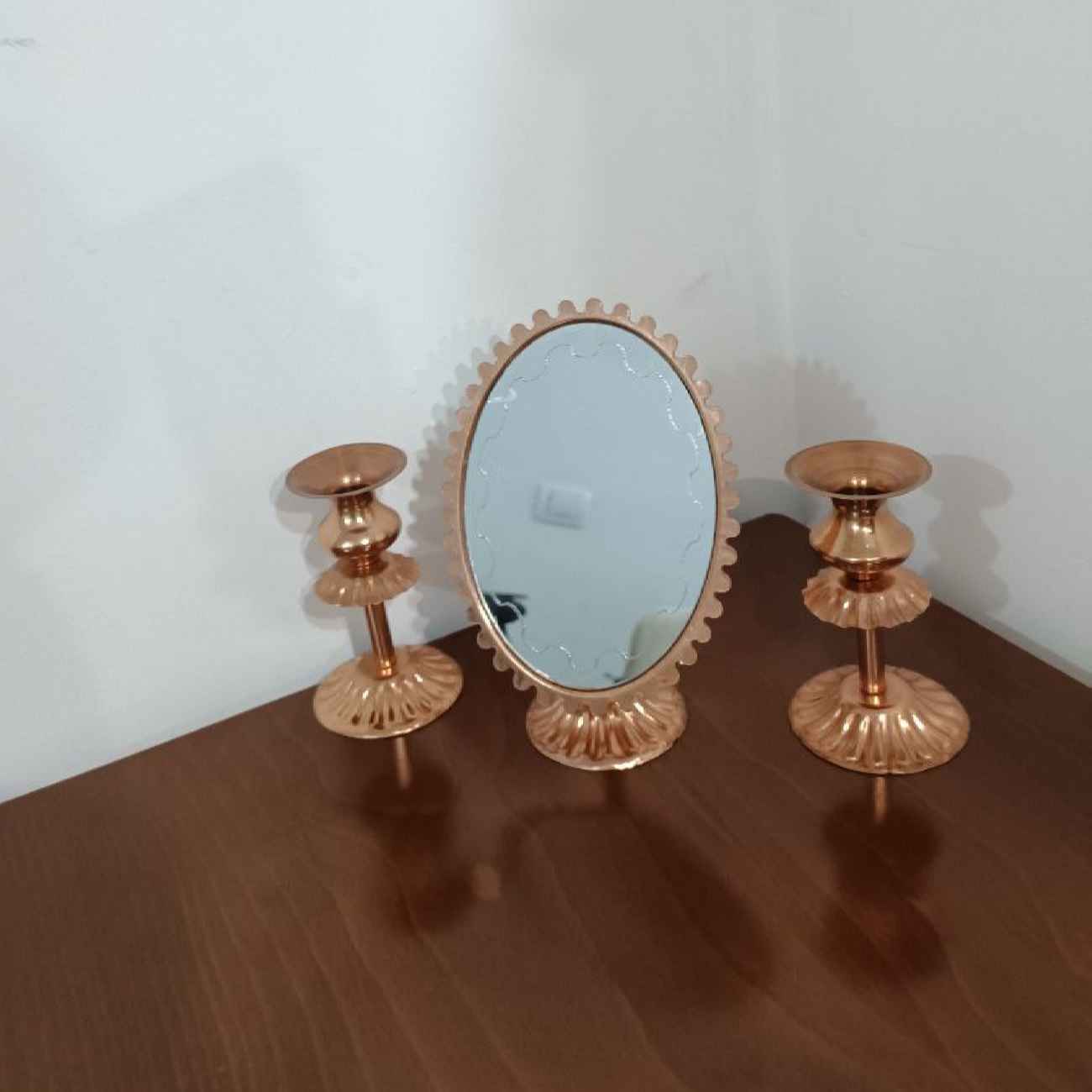 Price and Buy Persian Copper Mirror Frame Candlesticks Set