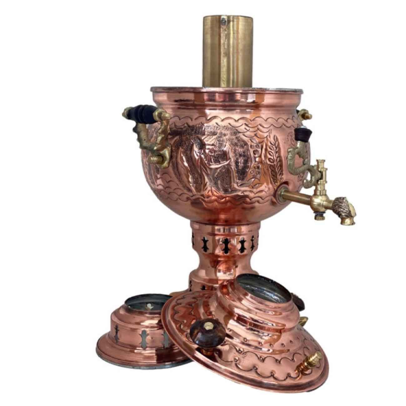 Price and Buy Persian Copper Samovar Decorative Charcoal Tea Maker 3-Liter - Image 3