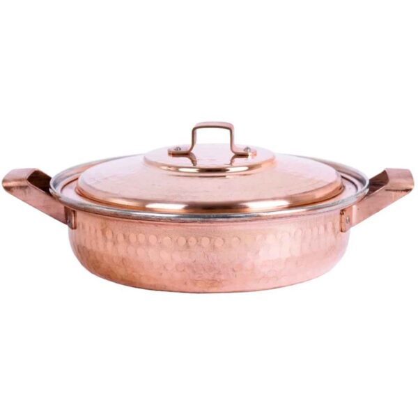 Price and Buy Persian Copper Sauté Pan – Hammered with Lid (Negar Model)_68ffe5b18fefa.jpeg Price and Buy Persian Copper Sauté Pan – Hammered with Lid (Negar Model)
