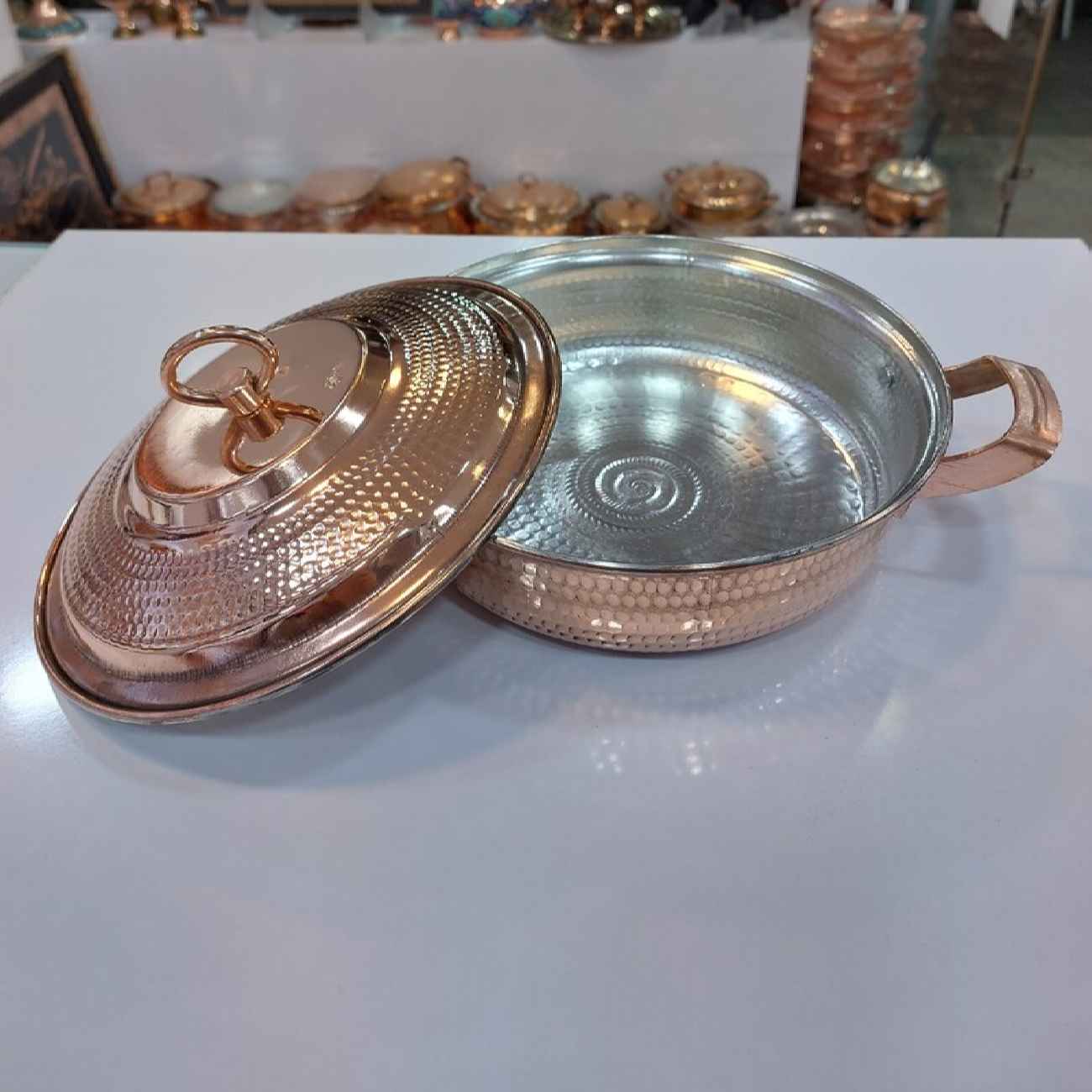 Price and Buy Persian Copper Sauté Pan – Hand-Hammered with Lid (Cyrus Model) - Image 3
