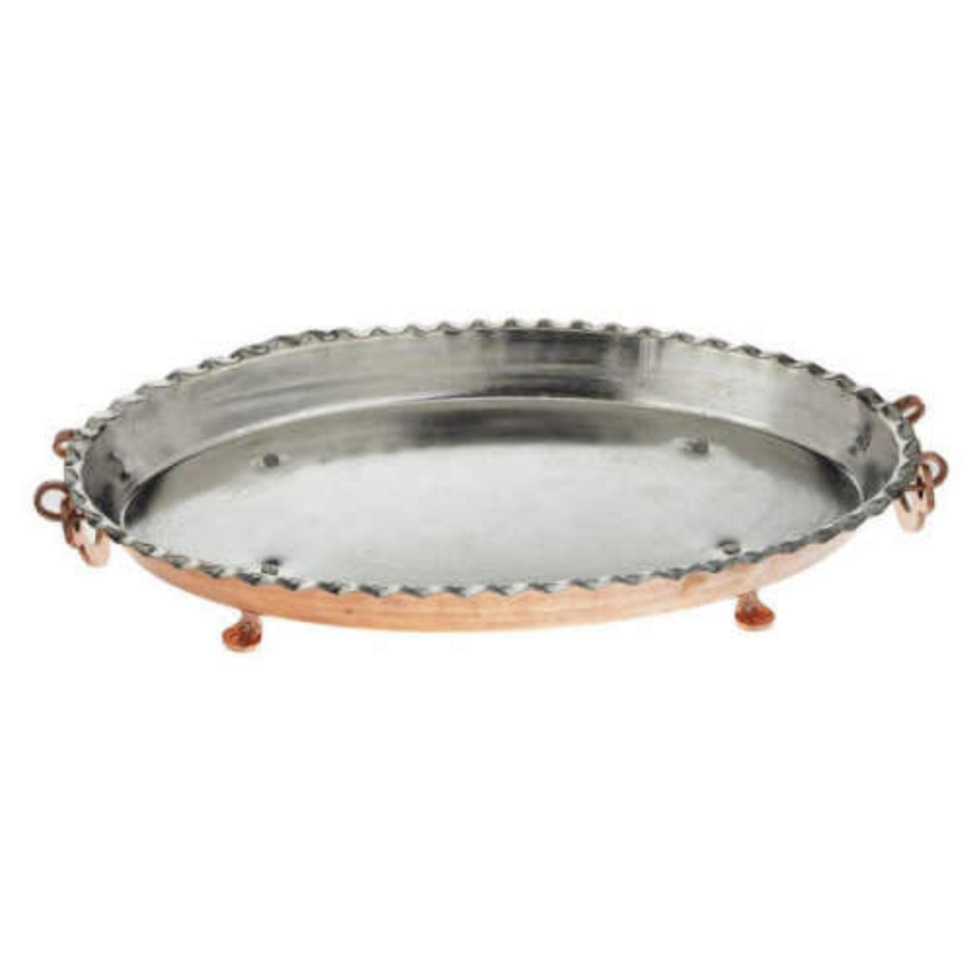 Price and Buy Persian Copper Serving Platter Footed Traditional Hammered