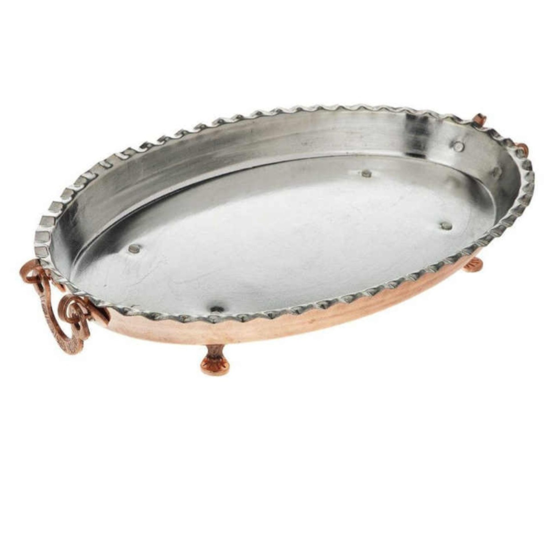 Price and Buy Persian Copper Serving Platter Footed Traditional Hammered - Image 3