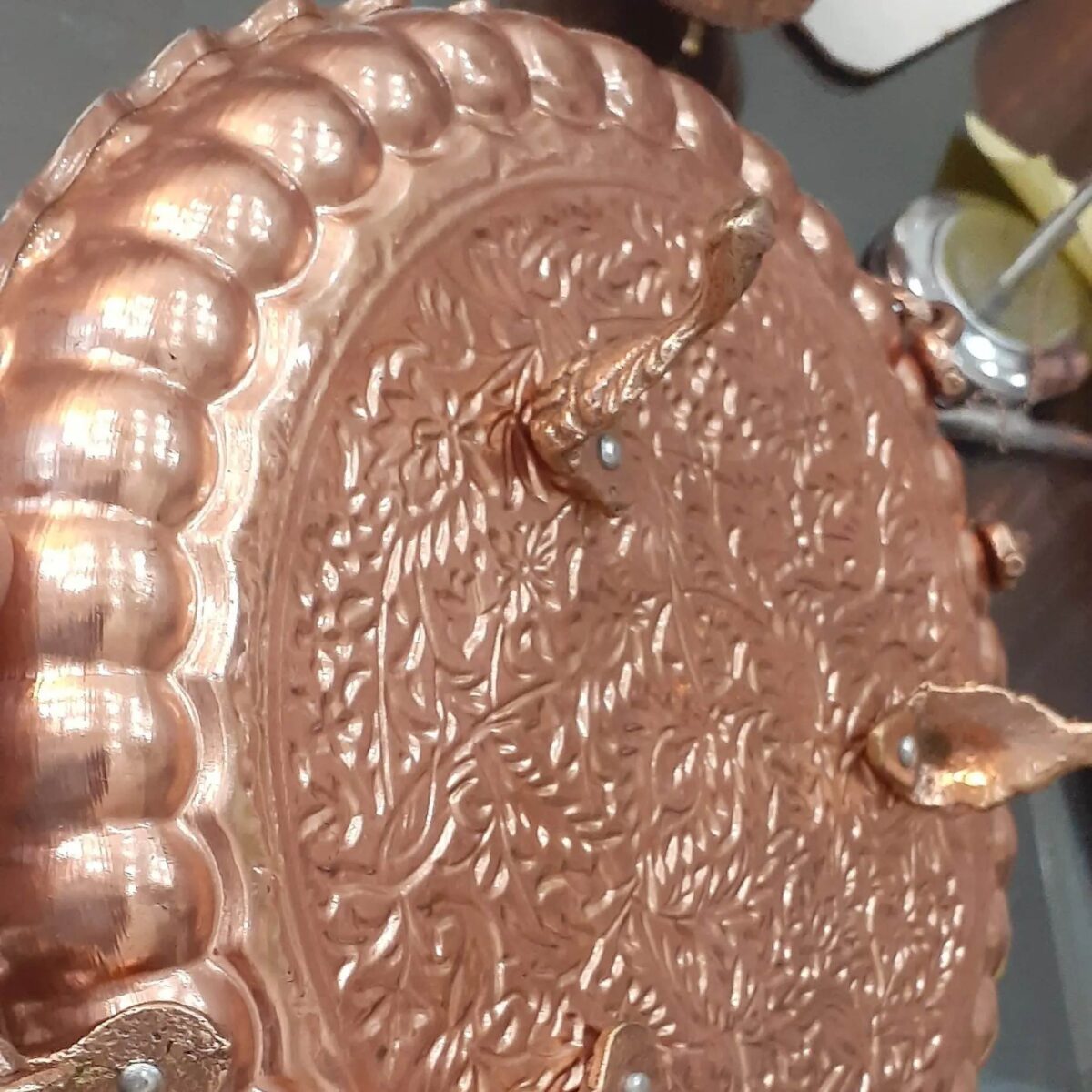 Price and Buy Persian Copper Serving Platter Hammered Footed 36 cm - Image 5