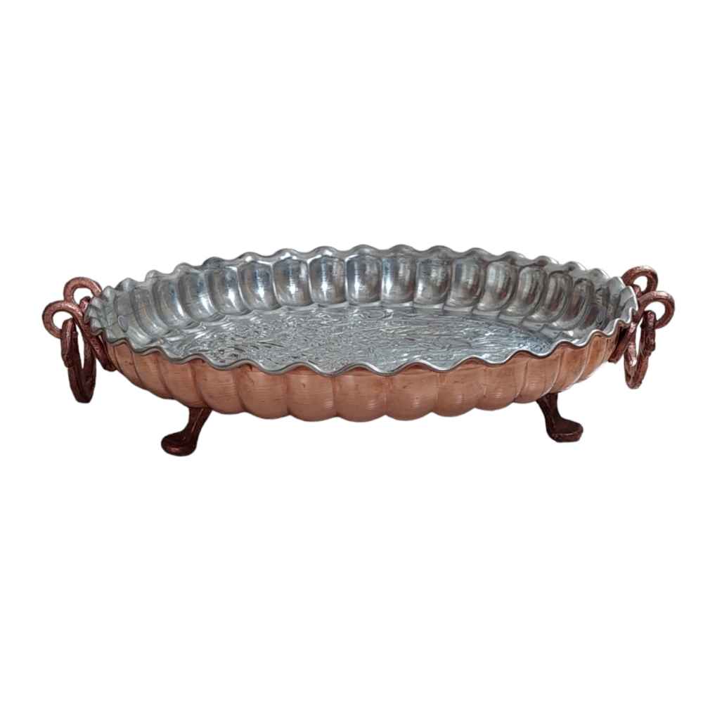 Price and Buy Persian Copper Serving Platter Hammered Footed