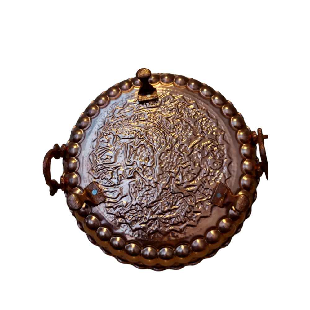 Price and Buy Persian Copper Serving Platter Hammered Footed - Image 3