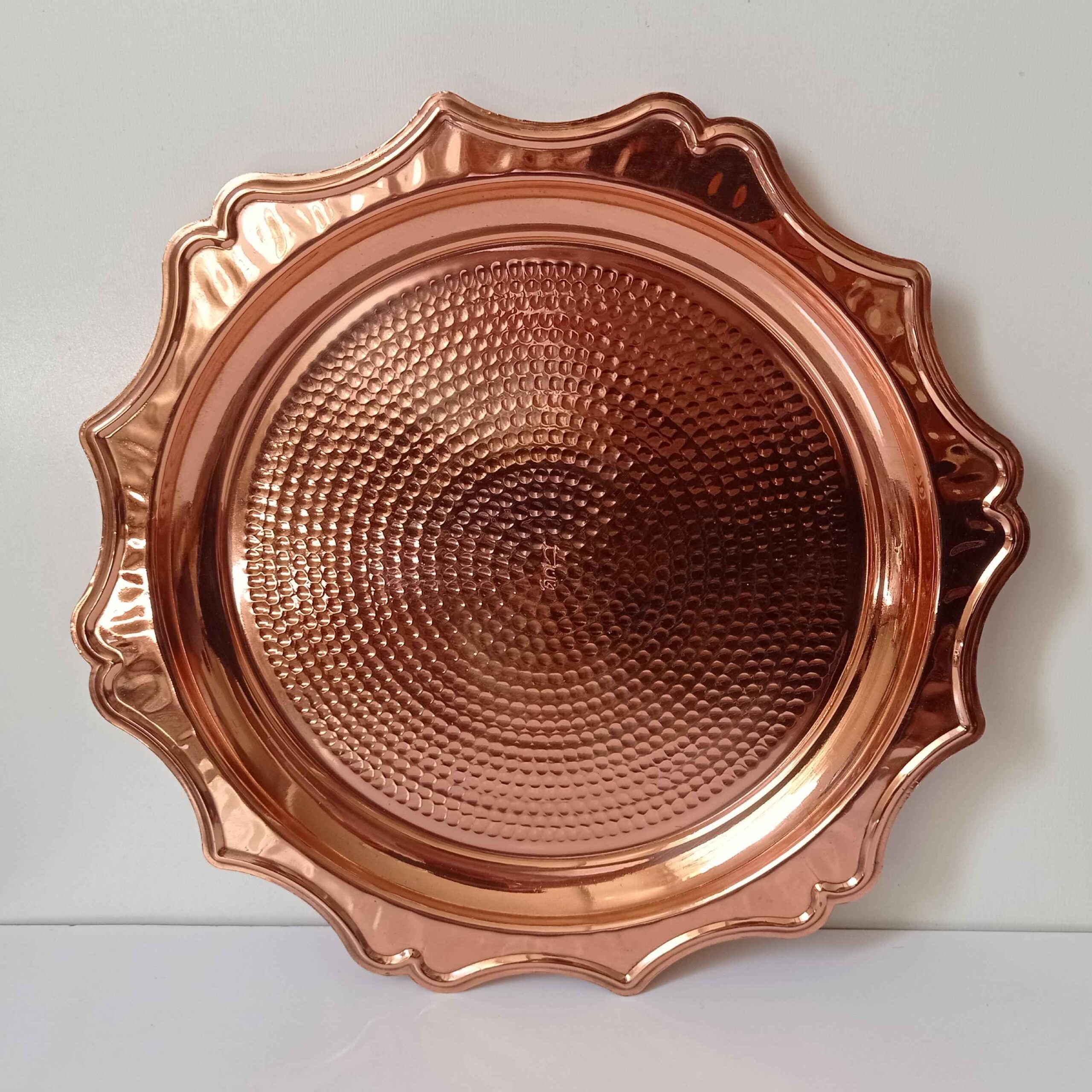 Price and Buy Persian Copper Serving Tray Hammered Handcrafted Round in Sun Design - Image 3
