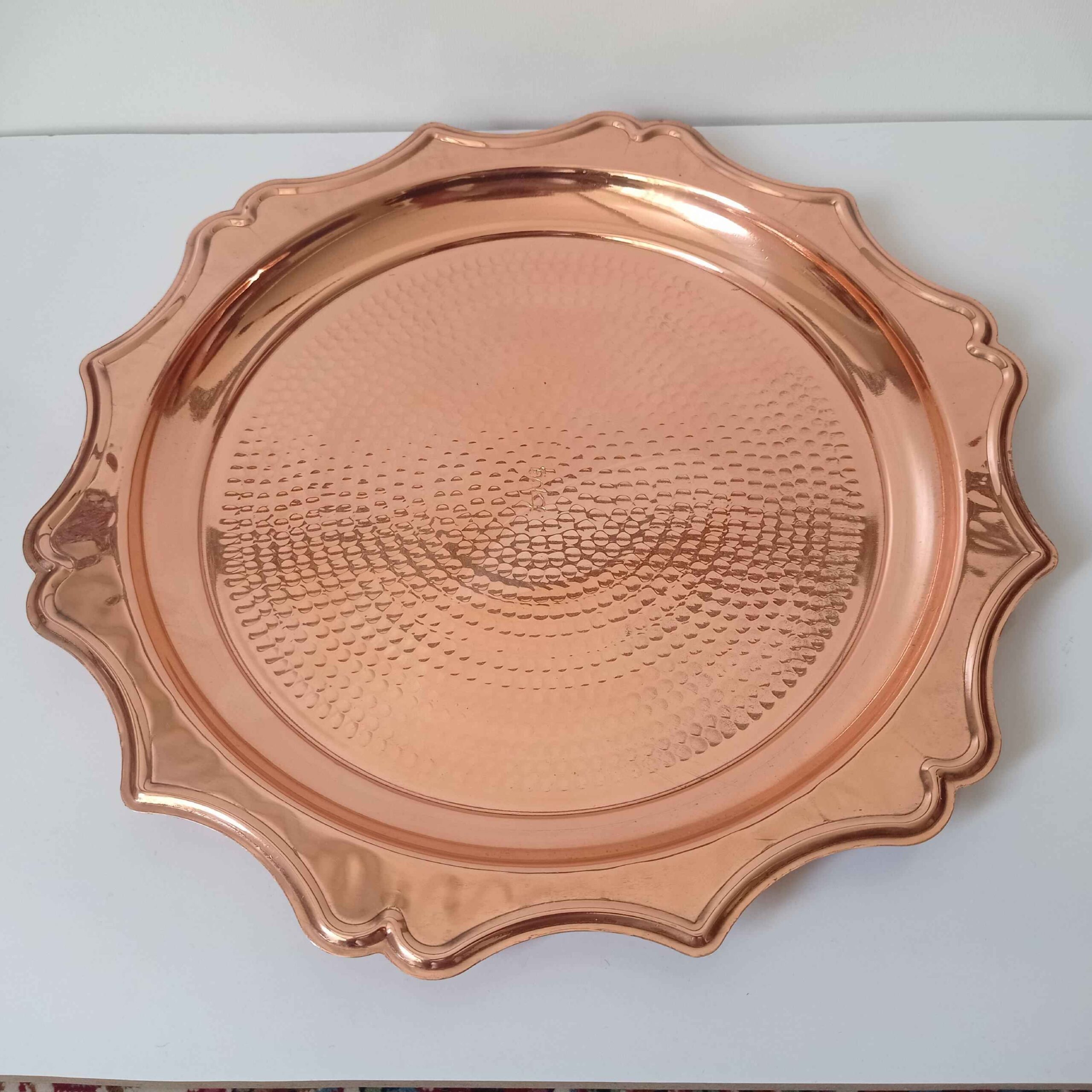Price and Buy Persian Copper Serving Tray Hammered Handcrafted Round in Sun Design - Image 5