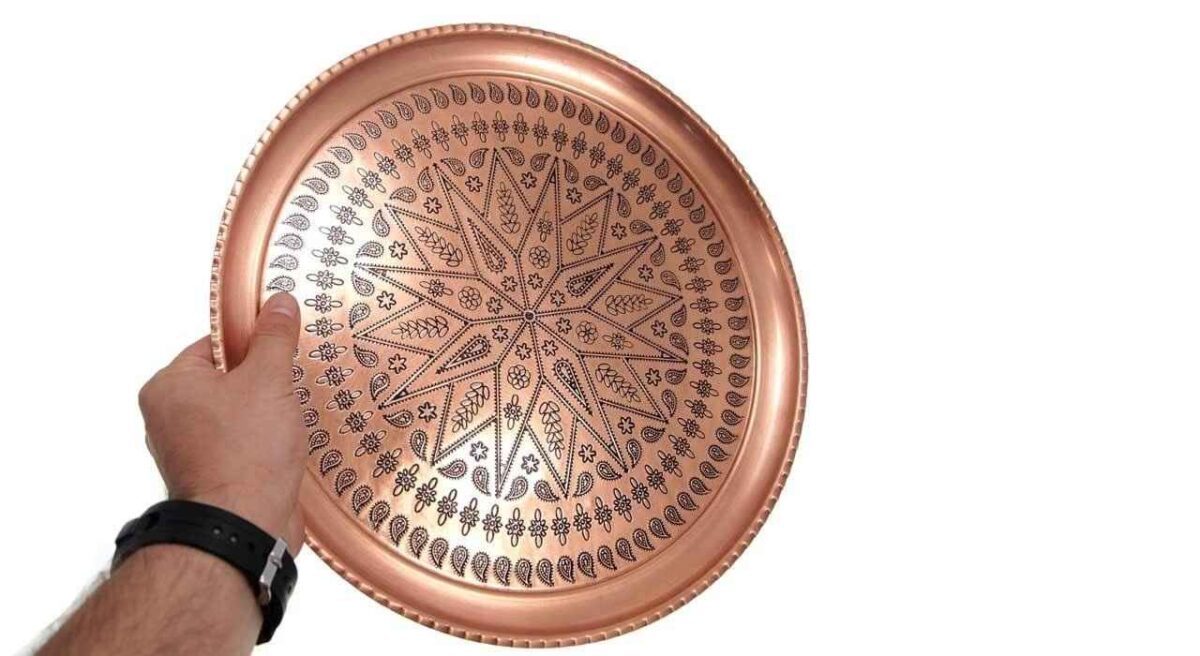 Price and Buy Persian Copper Serving Tray Traditionally Hammered Ashki - Image 3