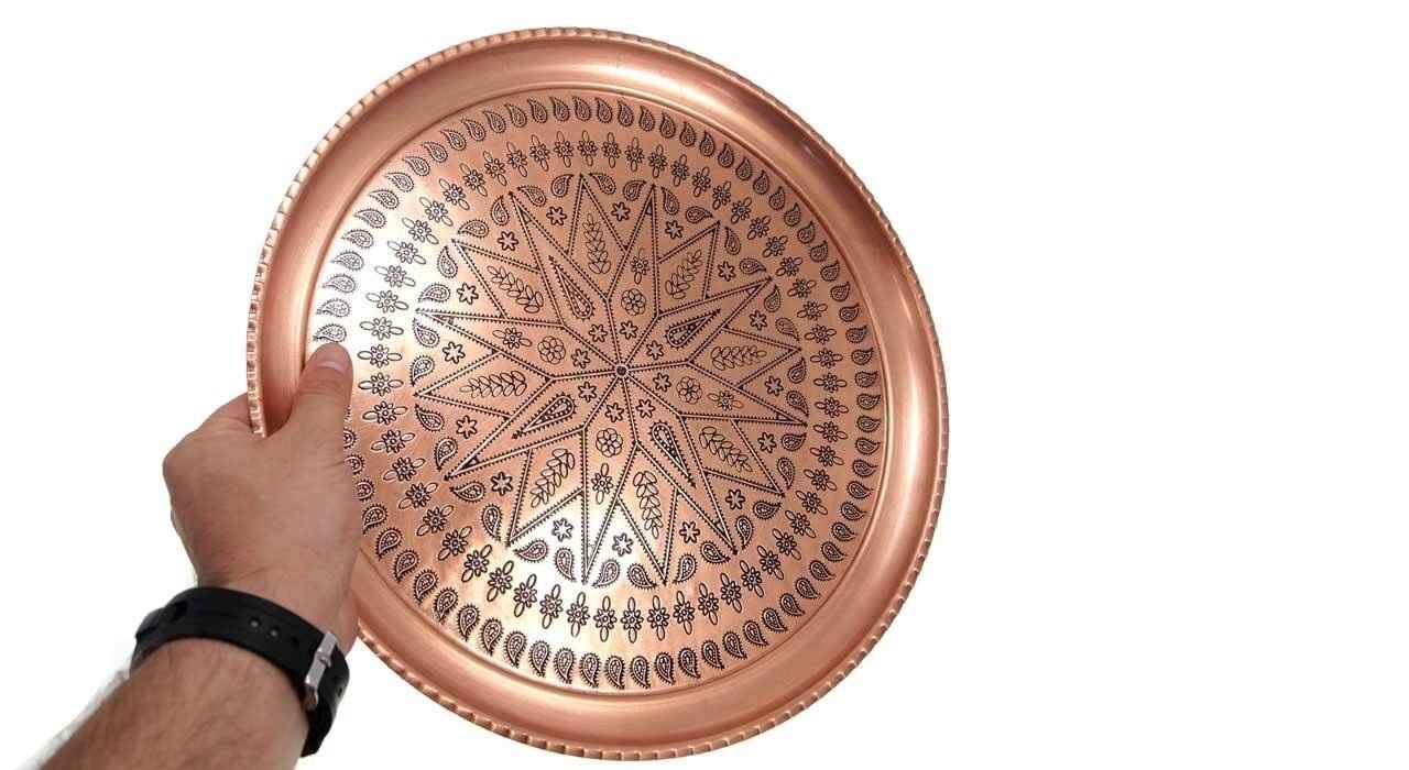 Price and Buy Persian Copper Serving Tray Traditionally Hammered Ashki - Image 3