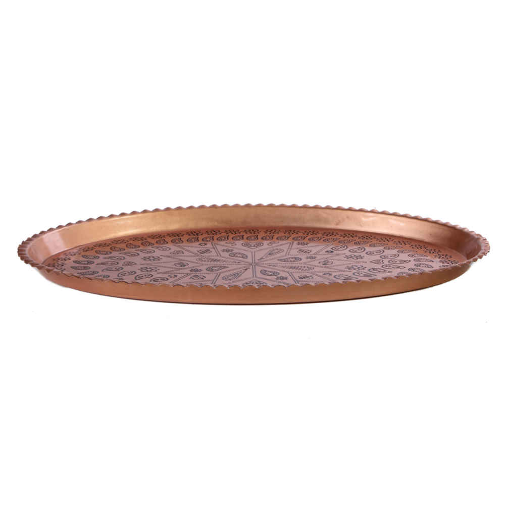 Price and Buy Persian Copper Serving Tray Traditionally Hammered Badami - Image 3