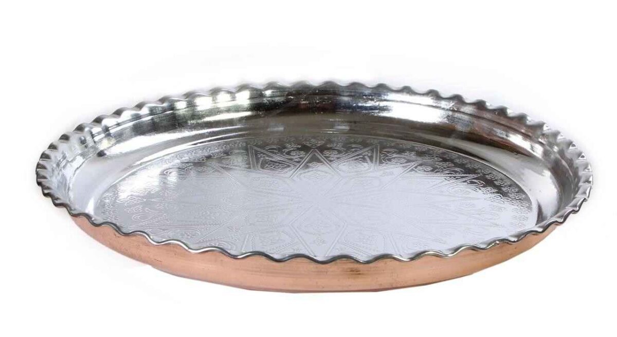 Price and Buy Persian Copper Serving Tray Traditionally Hammered Hakaki - Image 3