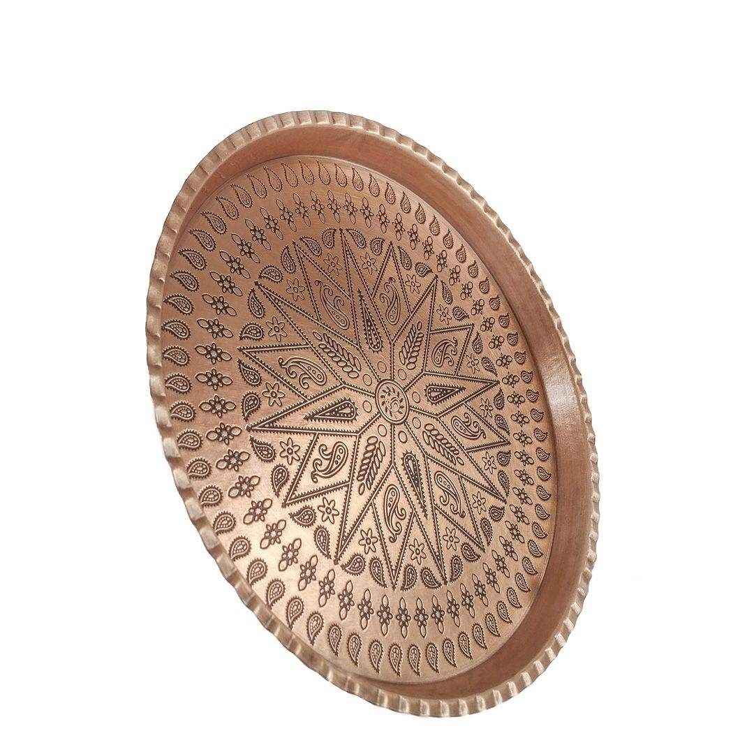 Price and Buy Persian Copper Serving Tray Traditionally Hammered Hakaki - Image 3