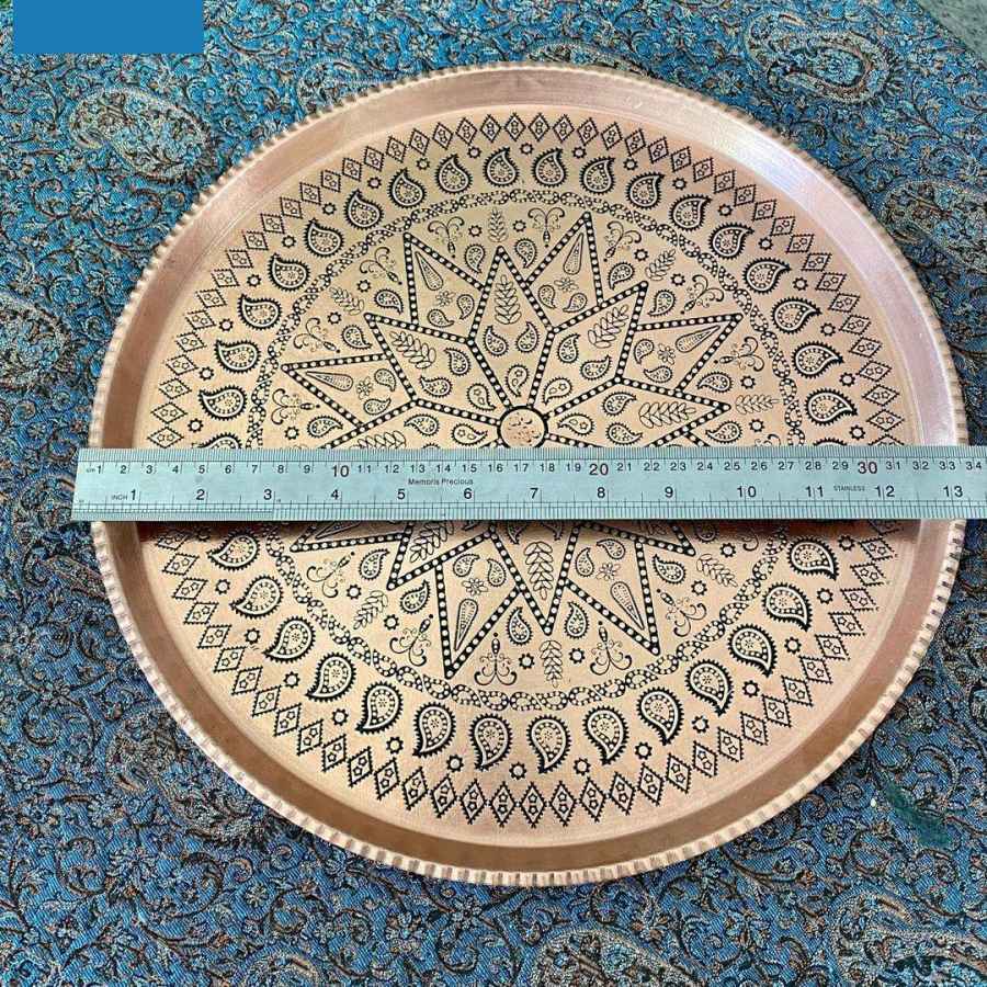 Price and Buy Persian Copper Serving Tray Traditionally Hammered Mani - Image 3