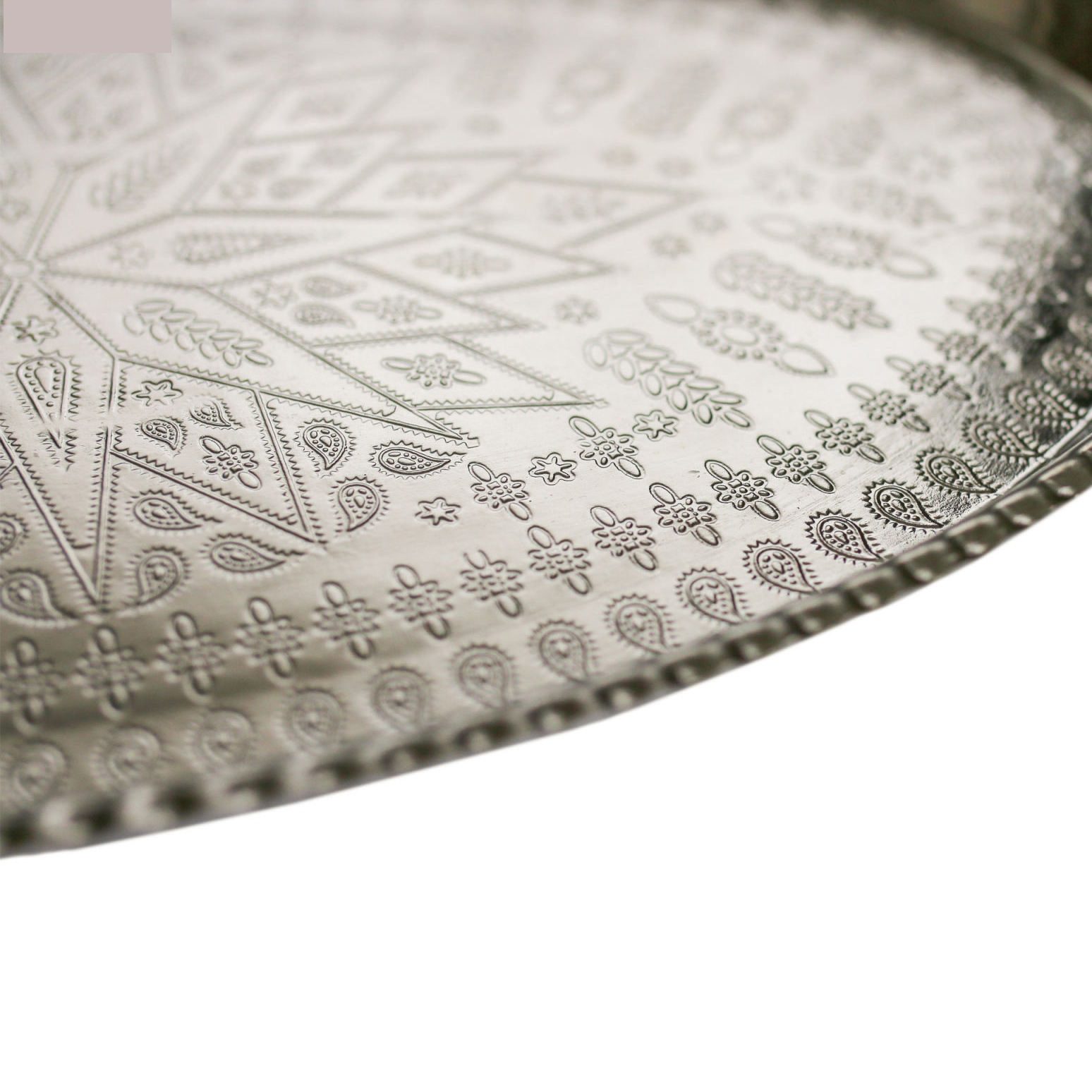 Price and Buy Persian Copper Serving Tray Traditionally Hammered Silver - Image 3