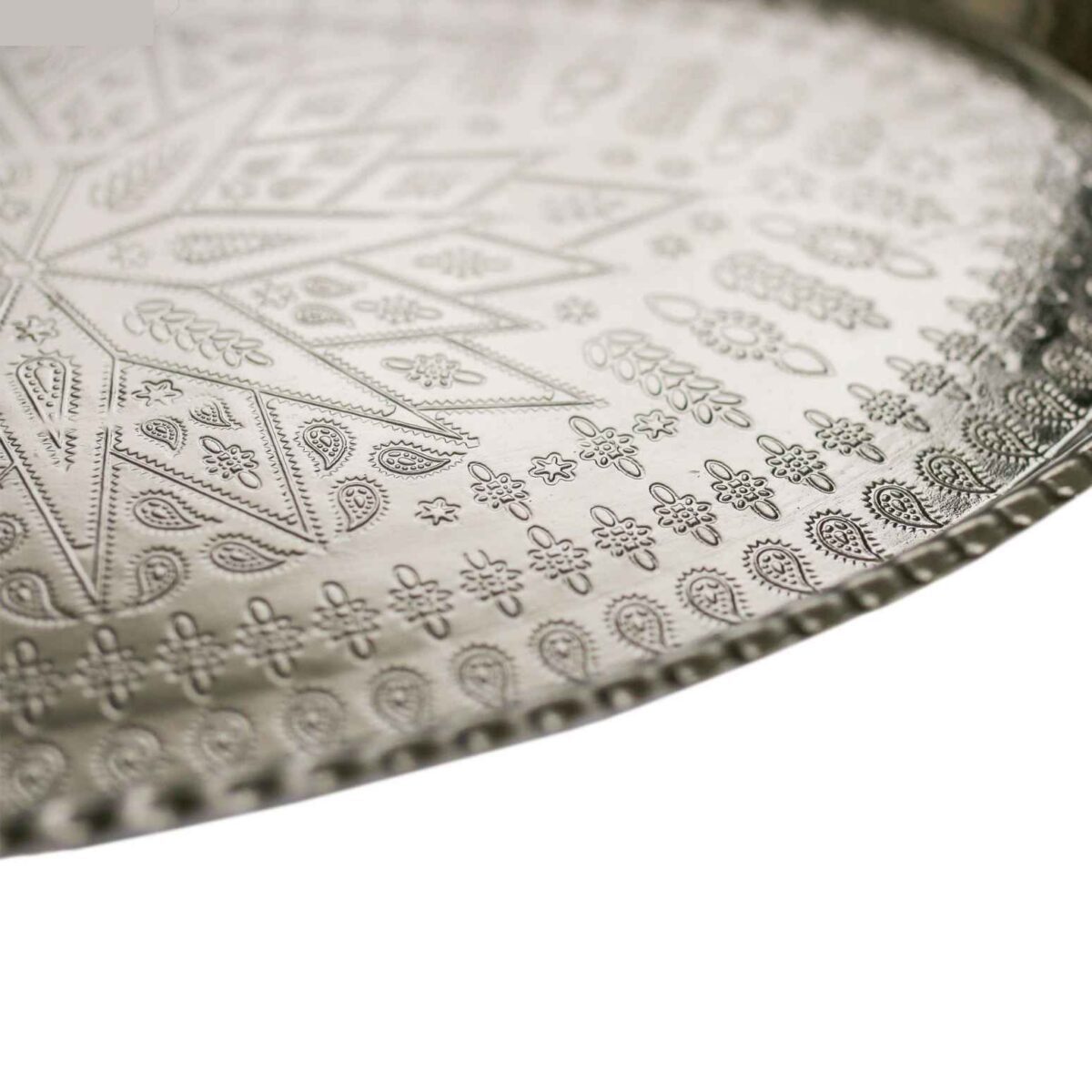 Price and Buy Persian Copper Serving Tray Traditionally Hammered Silveri - Image 3