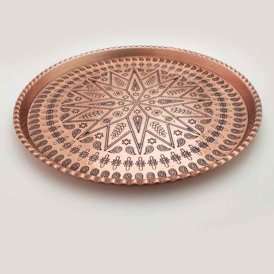 Price and Buy Persian Copper Serving Tray Traditionally Hammered Toranj - Image 3