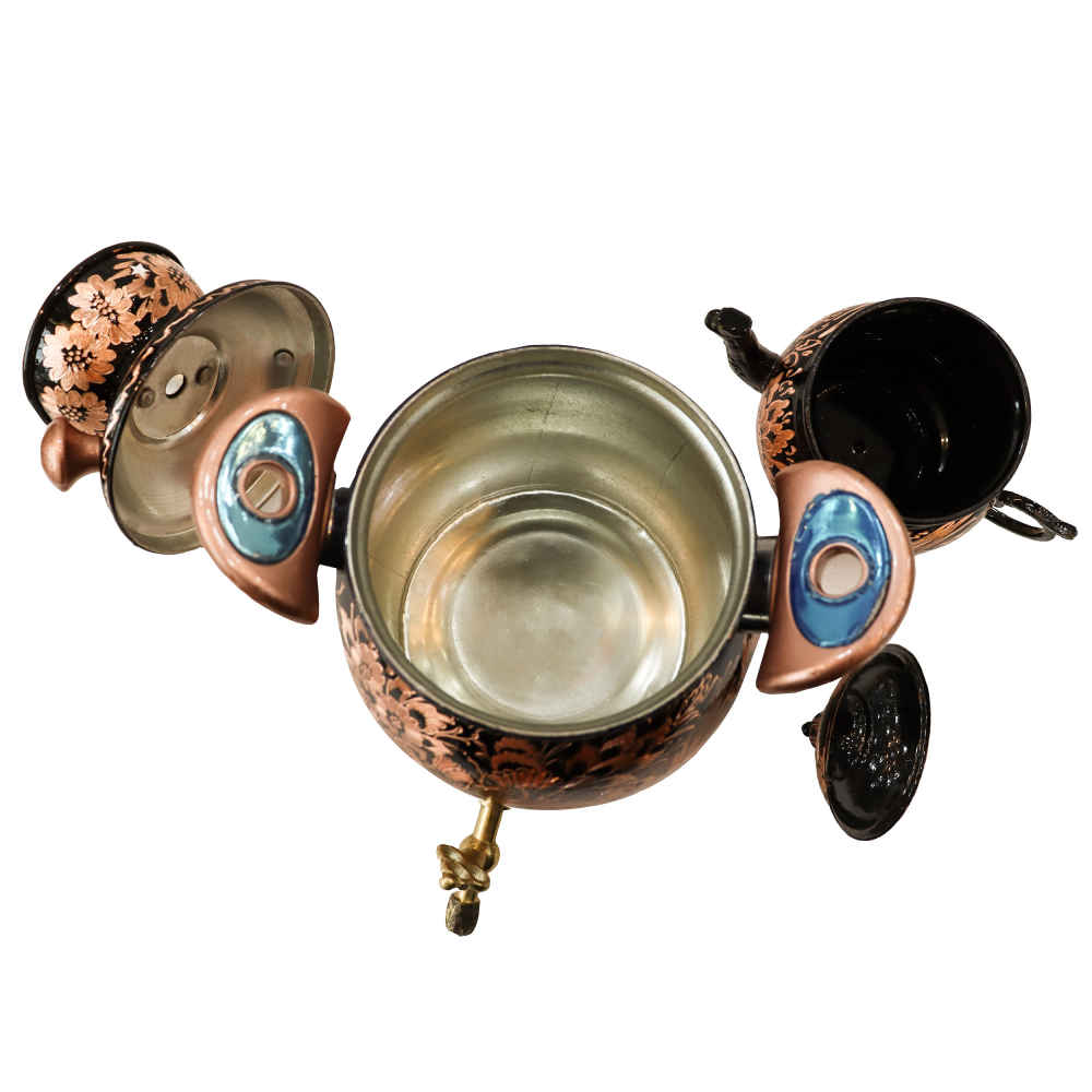 Price and Buy Persian Copper Stovetop Samovar Decorative Tea Maker with Teapot Engraved - Image 4