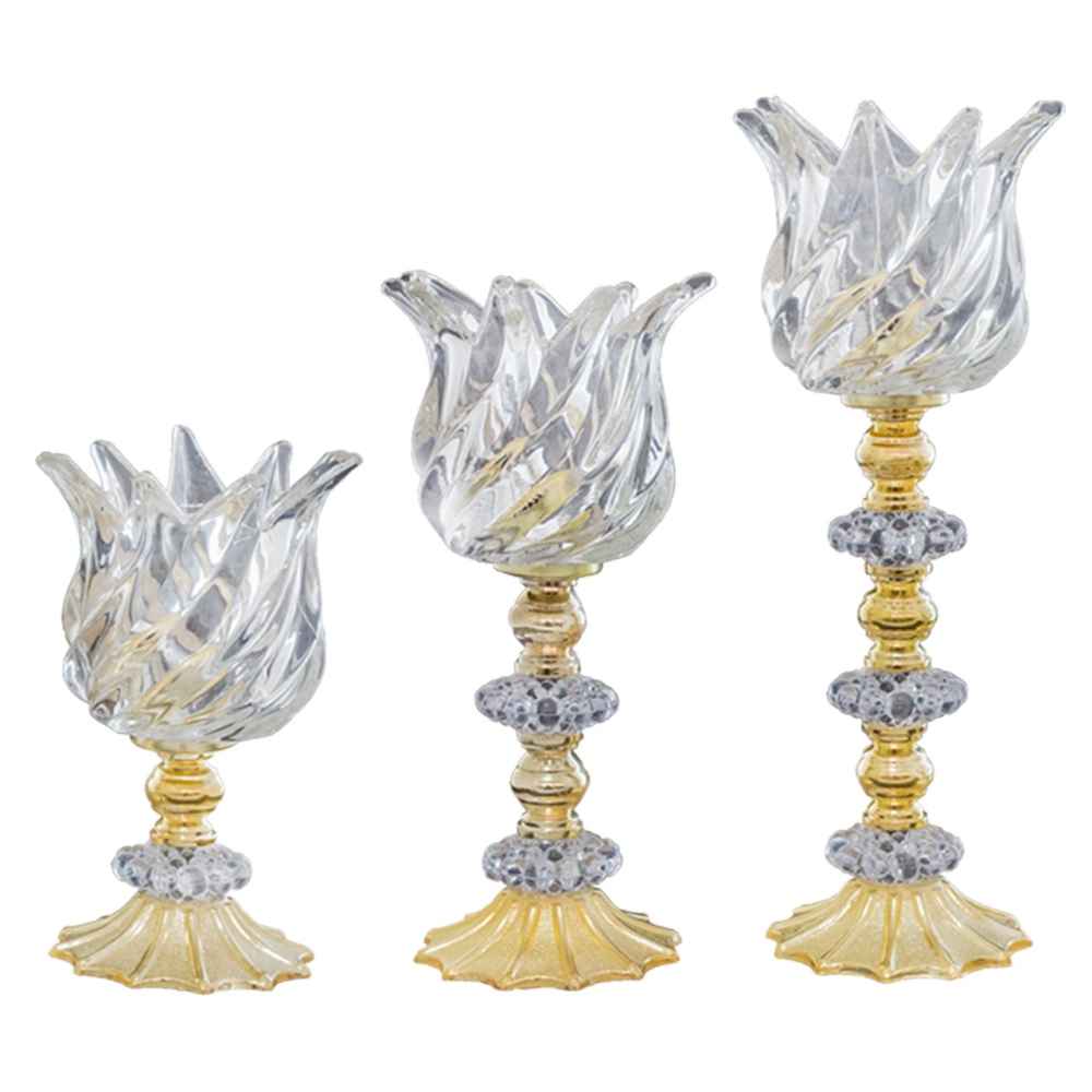 Price and Buy Persian Crystal Candlestick Tulip Shaped Set of 3
