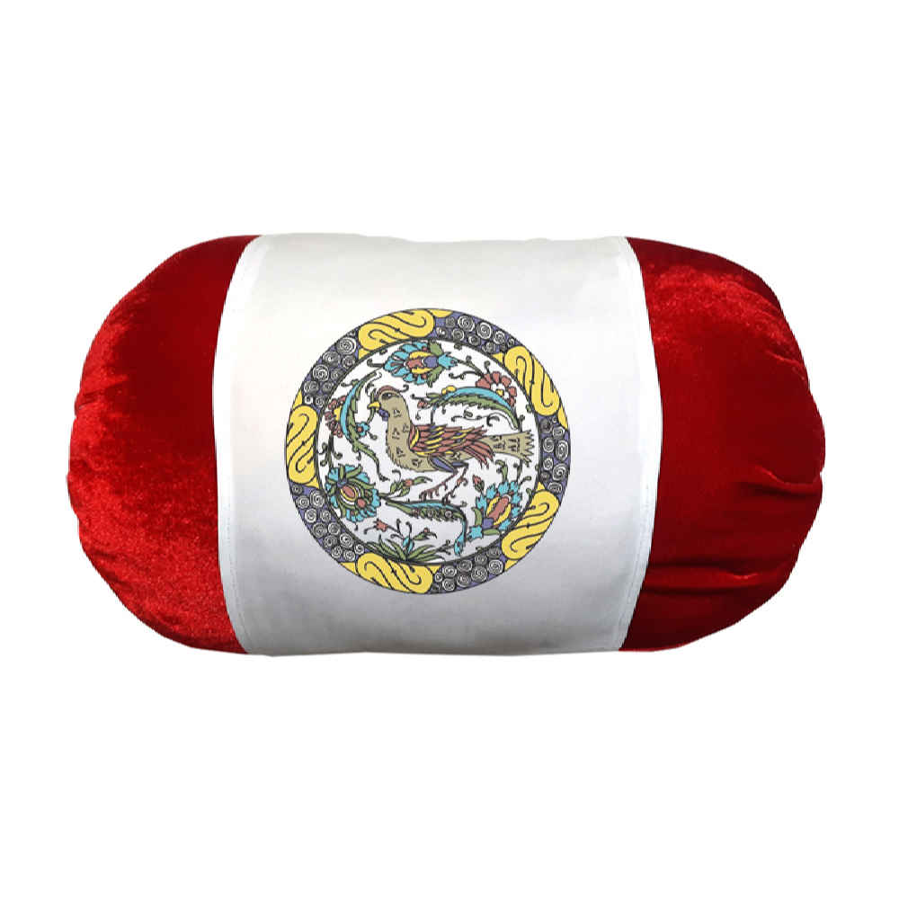Price and Buy Persian Cylindrical Bolster Pillow in Velvet Fabric Bird