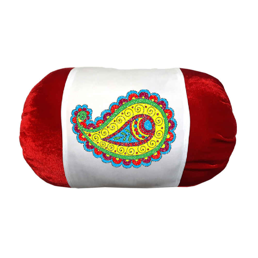 Price and Buy Persian Cylindrical Bolster Pillow in Velvet Fabric Mona