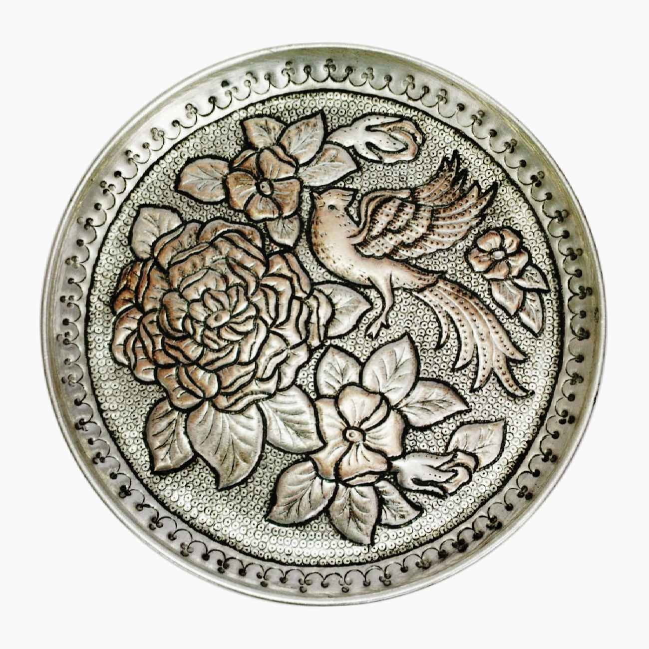 Price and Buy Persian Decorative Copper Engraved Wall Plate Birds & Flowers Design