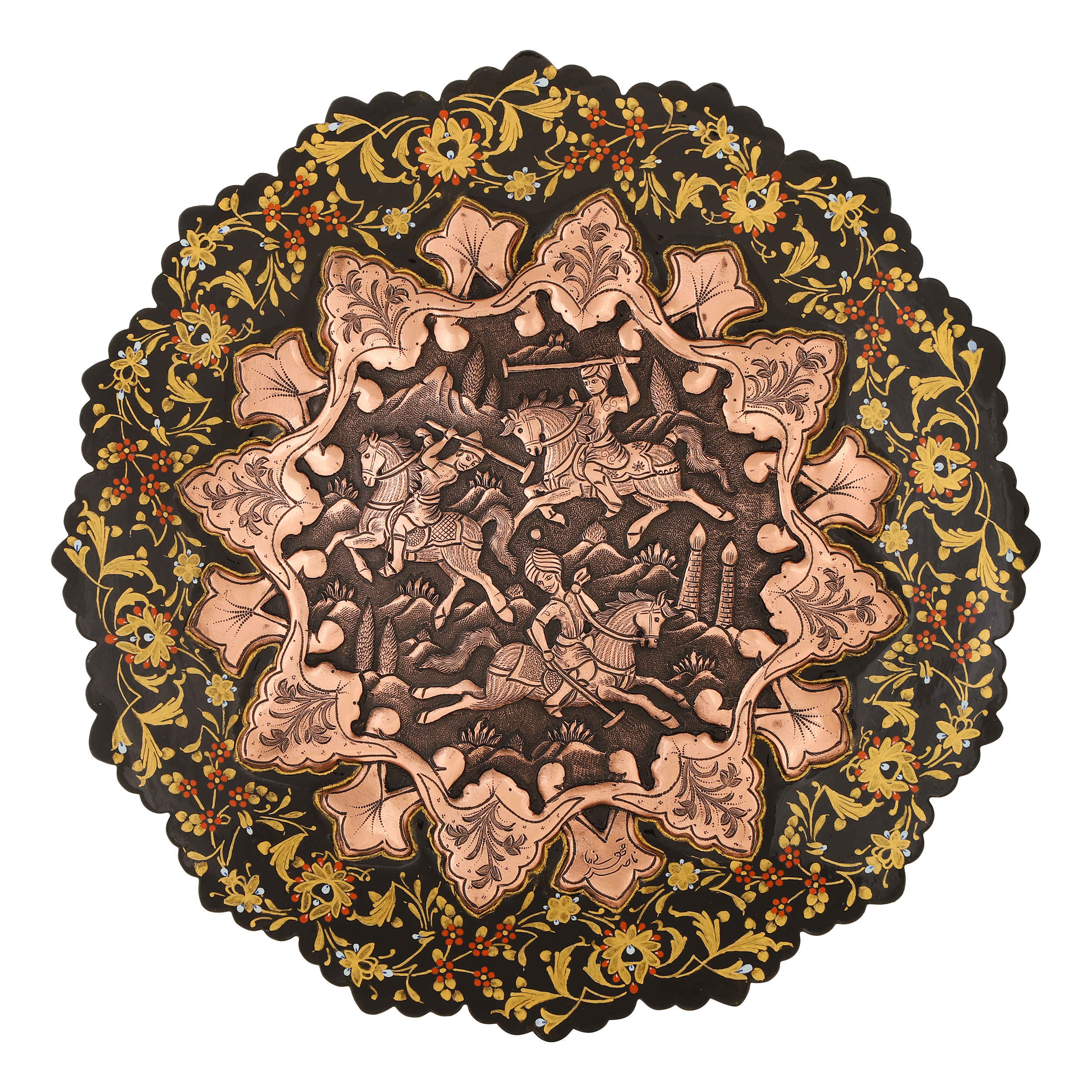 Price and Buy Persian Decorative Copper Engraved Wall Plate Traditional in Chogan Design