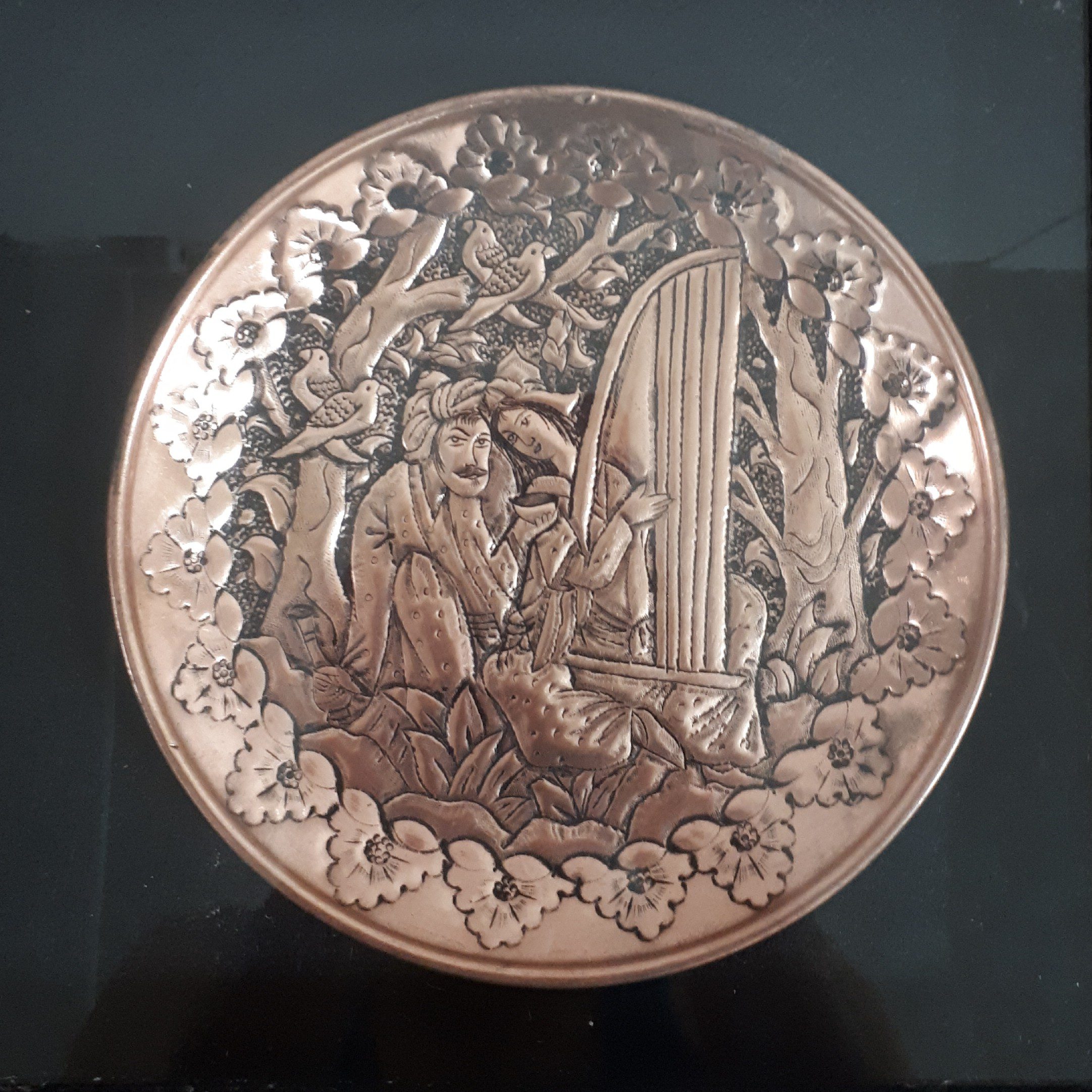 Price and Buy Persian Decorative Copper Wall Plate Hand Engraving in Layla & Majnun Design