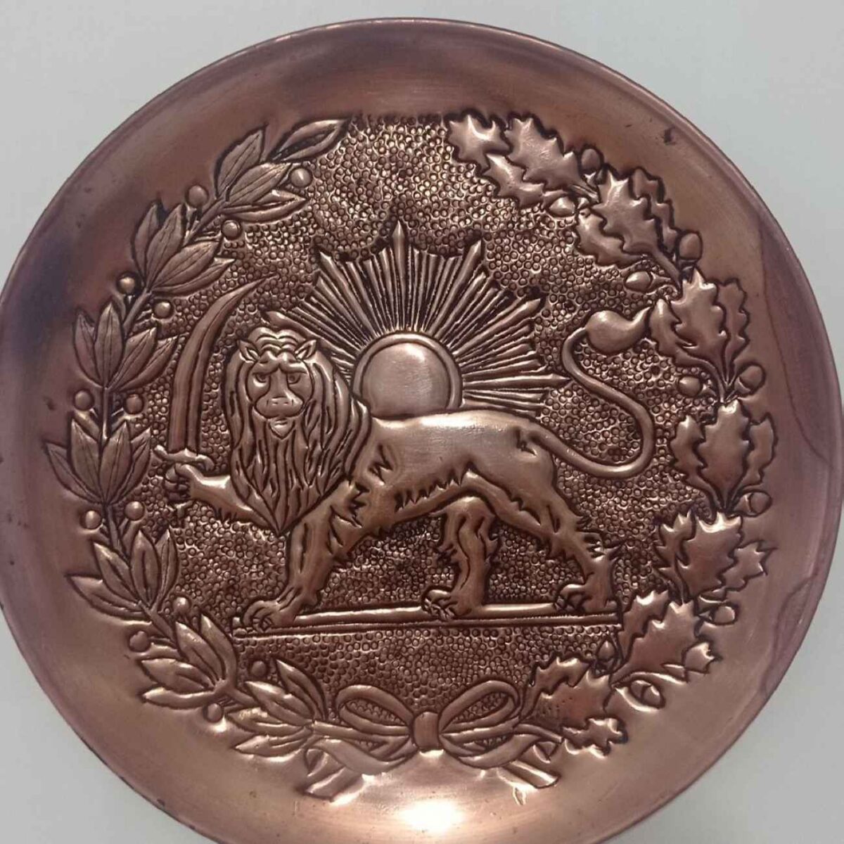 Price and Buy Persian Decorative Copper Wall Plate Hand Engraving in Lion & Sun Persian Symbol