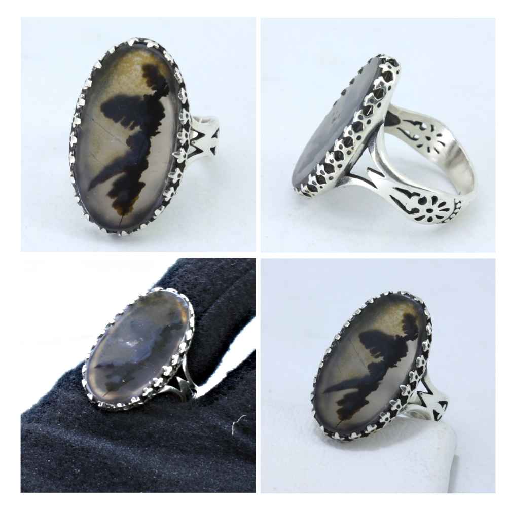 Price and Buy Persian Dendritic Agate Shajar Silver Ring for Men Armin - Image 3