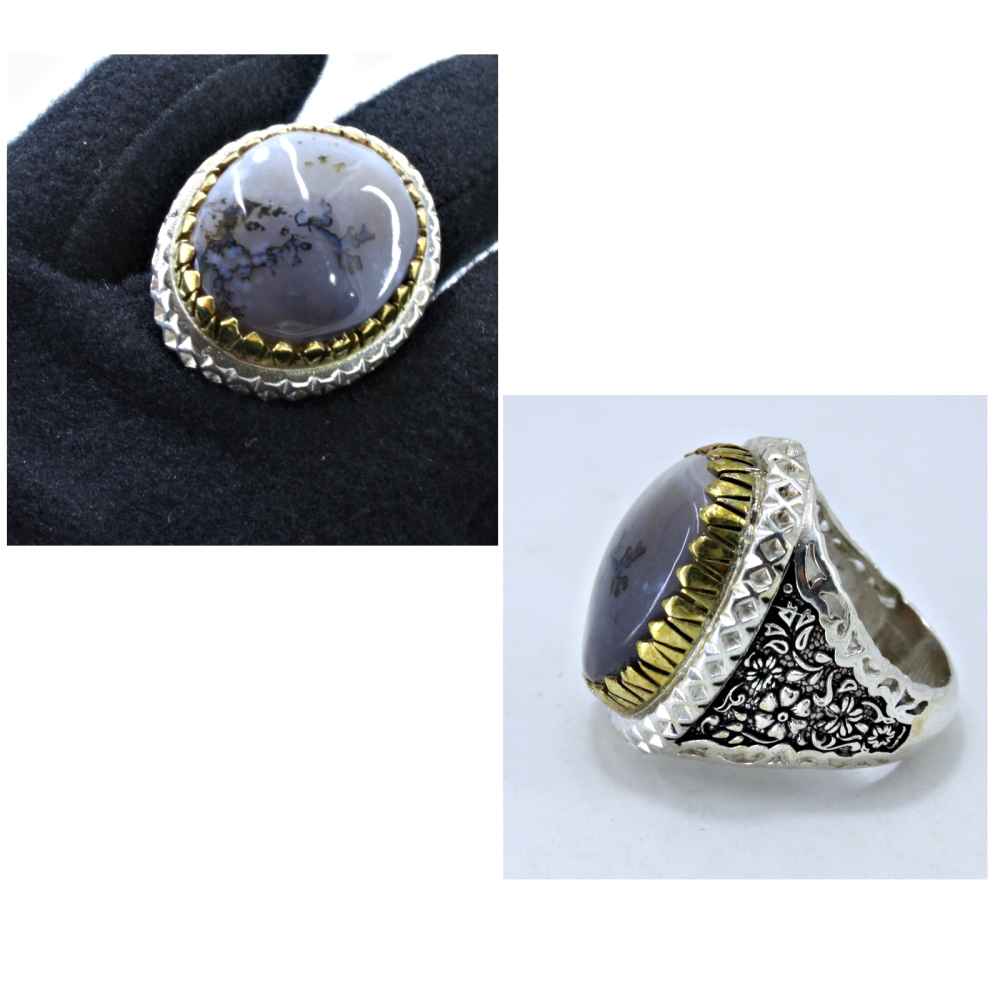 Price and Buy Persian Dendritic Agate Shajar Silver Ring for Men Arta - Image 3