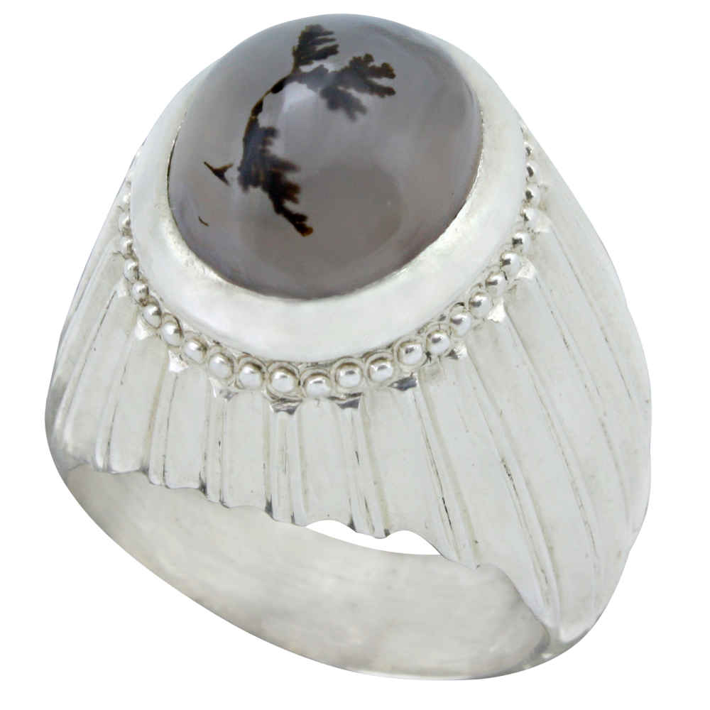 Price and Buy Persian Dendritic Agate Shajar Silver Ring for Men Arya