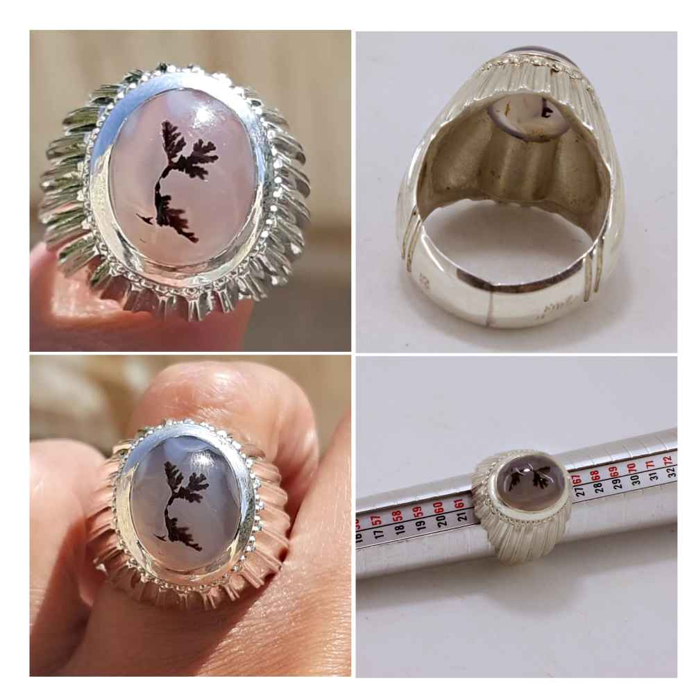 Price and Buy Persian Dendritic Agate Shajar Silver Ring for Men Arya - Image 3
