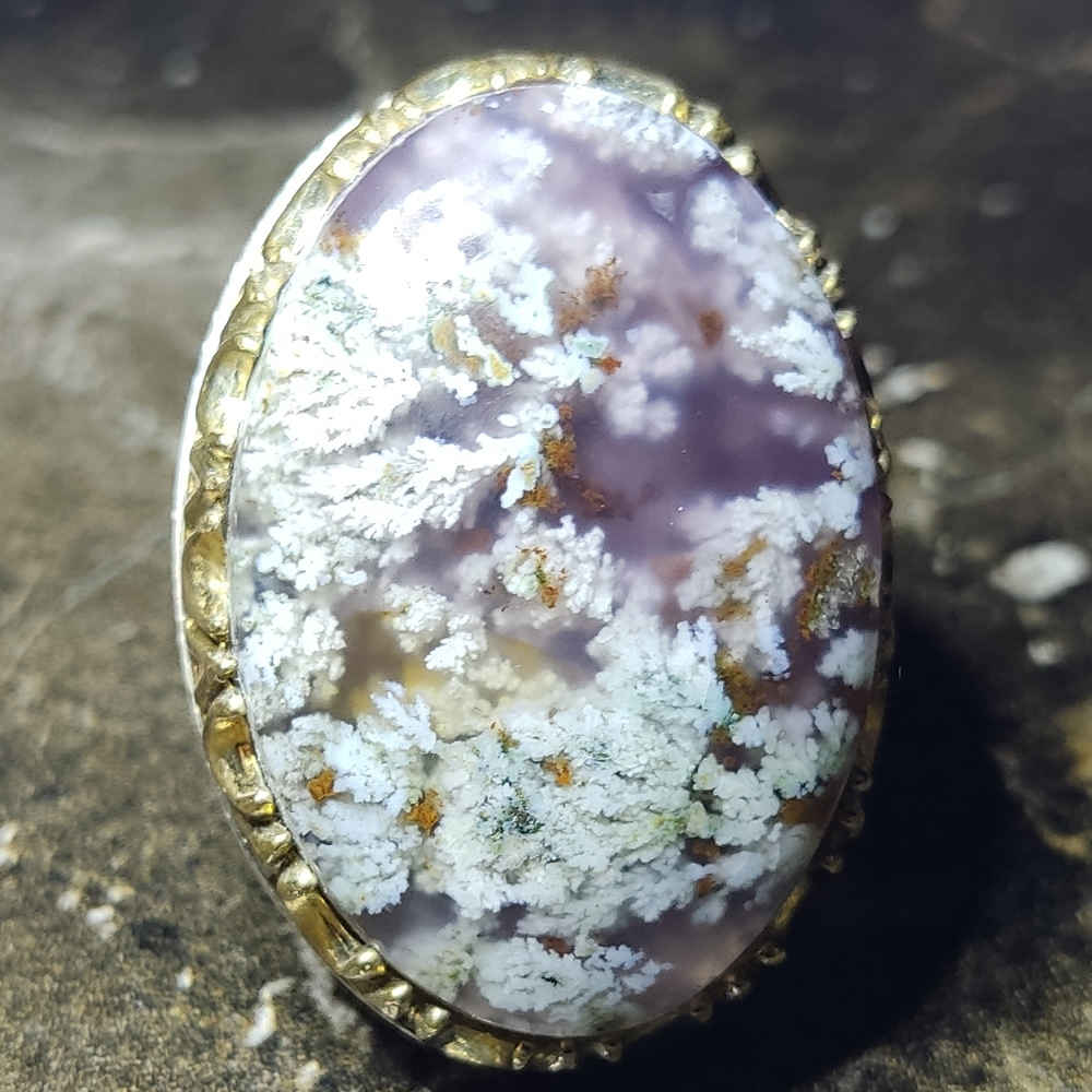 Price and Buy Persian Dendritic Agate Shajar Silver Ring for Men Blossom - Image 4