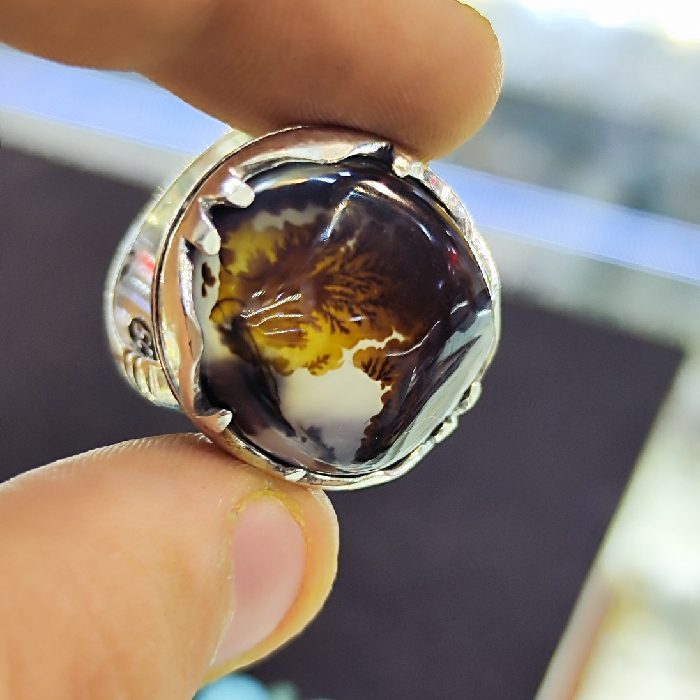 Price and Buy Persian Dendritic Agate Shajar Silver Ring for Men Fardin - Image 3