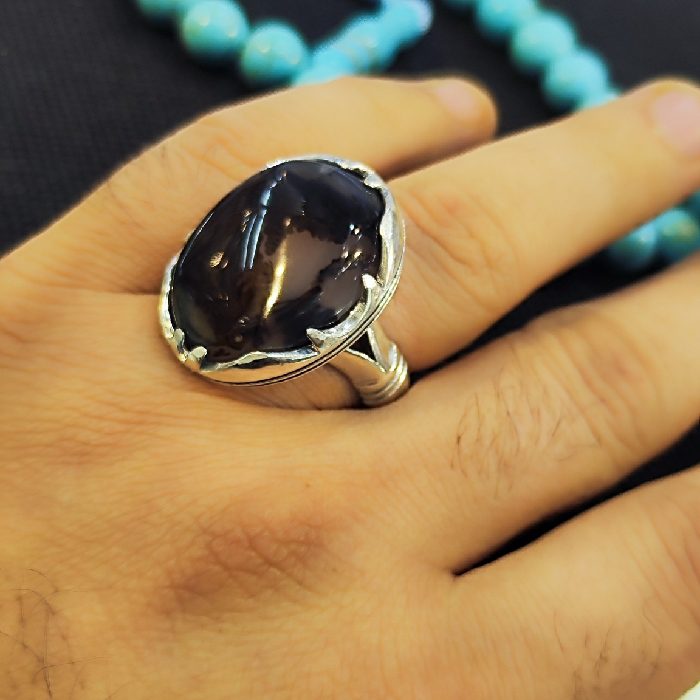 Price and Buy Persian Dendritic Agate Shajar Silver Ring for Men Fardin - Image 6