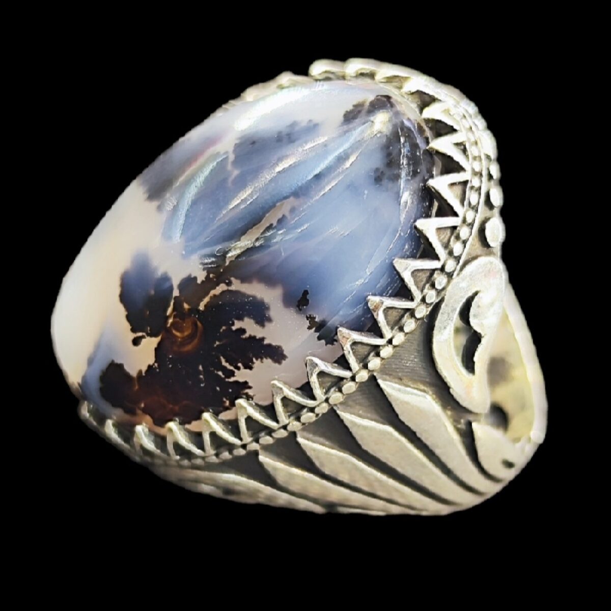 Price and Buy Persian Dendritic Agate Shajar Silver Ring for Men Fatima