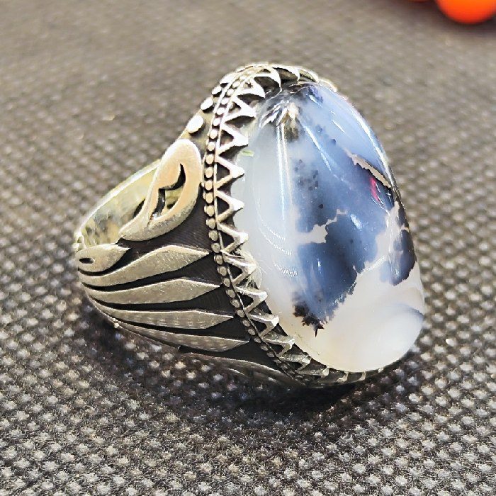 Price and Buy Persian Dendritic Agate Shajar Silver Ring for Men Fatima - Image 4