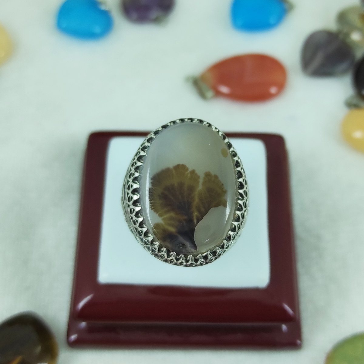 Price and Buy Persian Dendritic Agate Shajar Silver Ring for Men Hadi - Image 4