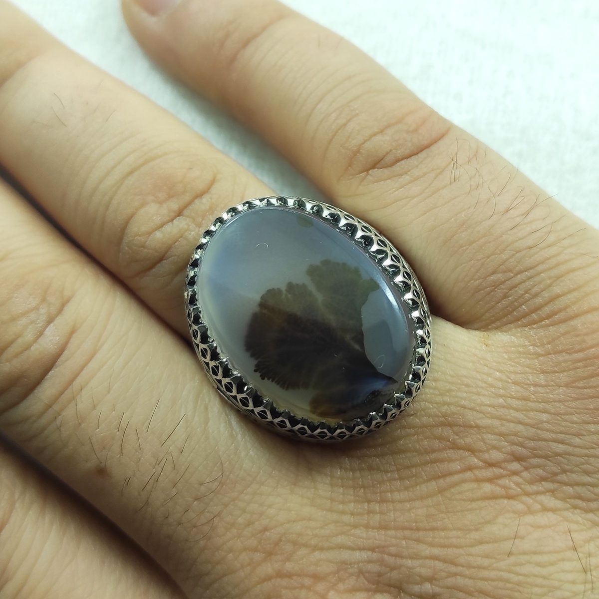 Price and Buy Persian Dendritic Agate Shajar Silver Ring for Men Hadi - Image 5