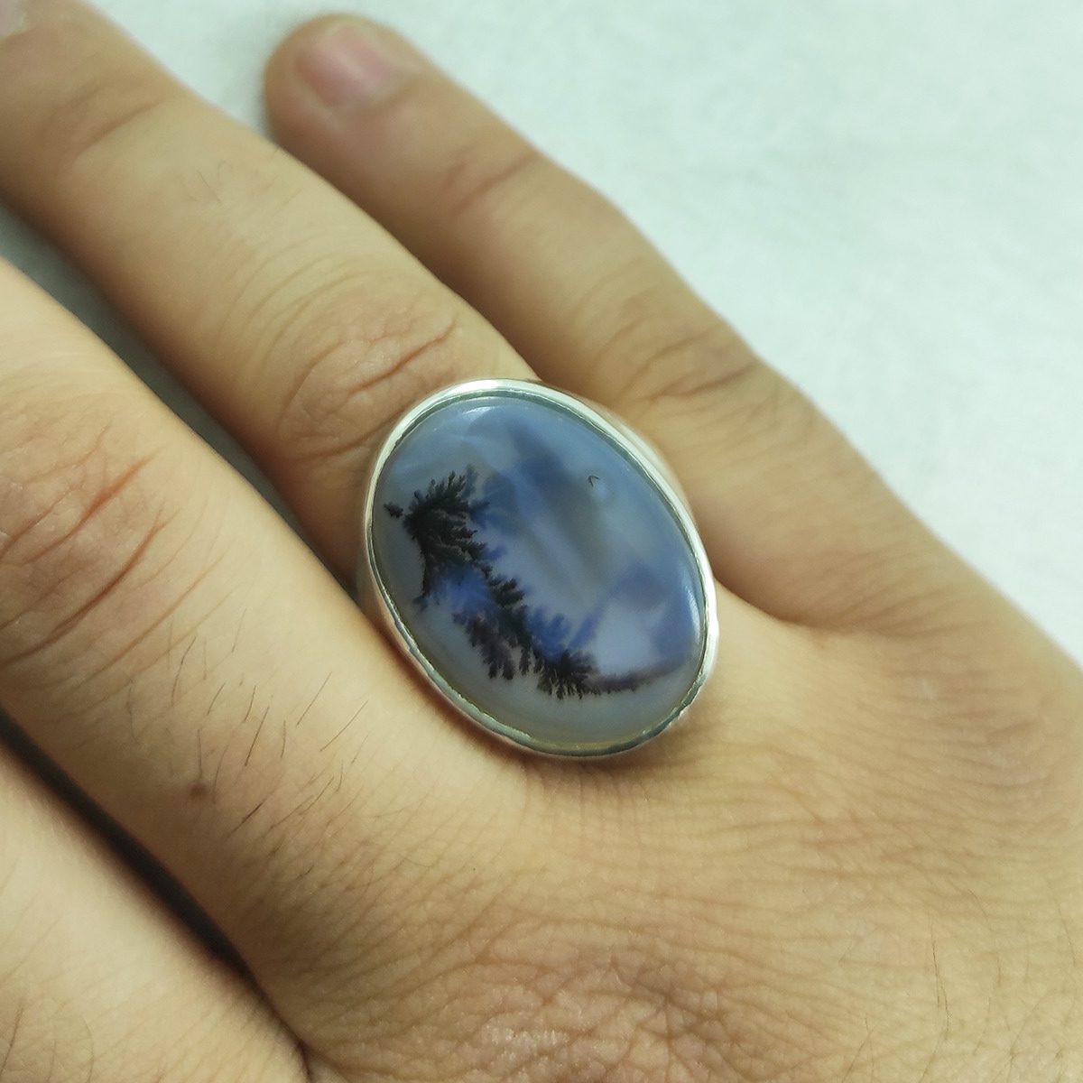 Price and Buy Persian Dendritic Agate Shajar Silver Ring for Men Karim - Image 3