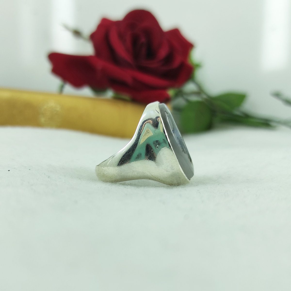 Price and Buy Persian Dendritic Agate Shajar Silver Ring for Men Karim - Image 4
