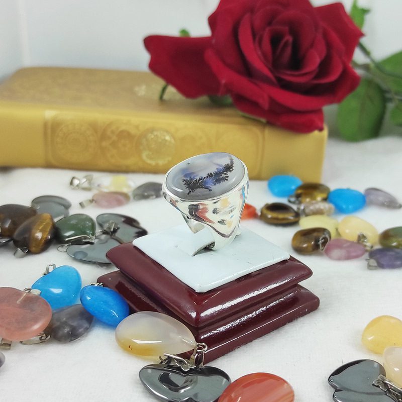Price and Buy Persian Dendritic Agate Shajar Silver Ring for Men Karim - Image 5